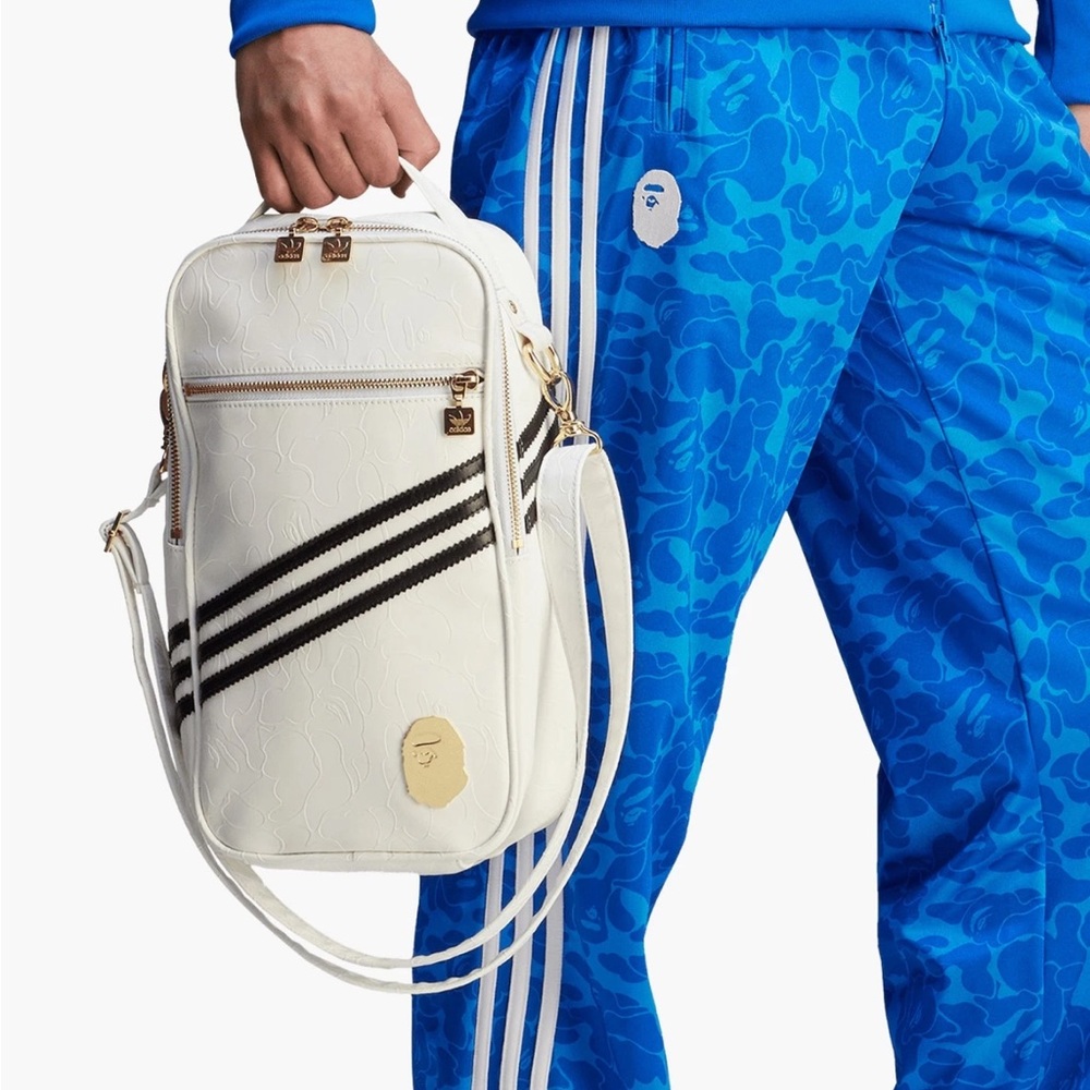 adidas x BAPE large leather crossbody bag, New with Tags and Sold Out online!